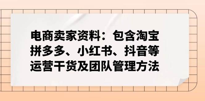 (3.1)电商卖家资料：包含淘宝、拼多多、小红书、抖音等运营干货及团队管理方法